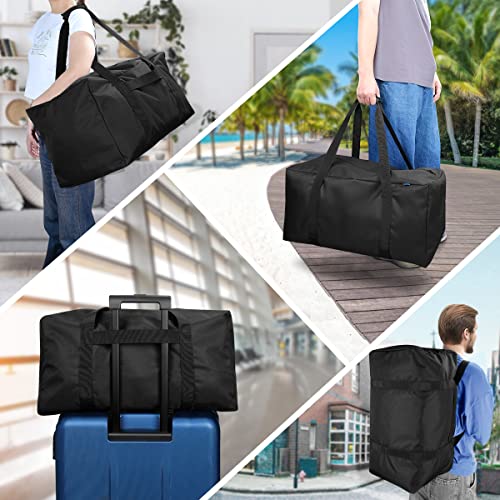 COOLBEBE 24" Sports Duffle Bag - 53L Travel Duffel Tote Bag with Upgrade Zipper Weekender Overnight, Sturdy & Water Resistant Camping duffle (2Pack Black) - size: 24” x 12” x 12” 2Pack