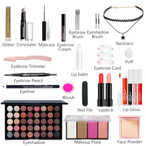 Makeup Kit for Women Full Kit, All-in-one Makeup Set, Include Eyeshadow Palette, Lip Gloss Set, Concealer, Mascara, Blush