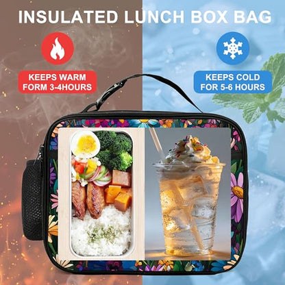 Dragonfly Lunch Bag Insulated Reusable Lunch Box Cooler Thermal Tote Bag For Teenage Boys Girls School Beach - color: Dragonfly