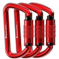 FresKaro 3inch 12kN-2698lbs Auto Locking Carabiner Clips, Solid D Shape, Heavy Duty 7075 Aluminum, Lightweight 1.09oz, Rust Proof, for Hammock, Hiking, Dog Leash, Keychain etc., Multi-Colors - color: Red-3pcs