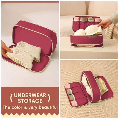 Multifunctional Travel Underwear Organizer Bag Dopamine Lingerie Socks Storage Portable Toiletry Packing Cube,Watermelon - color: Watermelon Red 12#