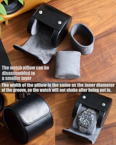 Watch Roll Travel Case for Men and Women with Suede Lining Watch Display Box Single Watch Storage and Organizer (Black) - color: 1 slot black