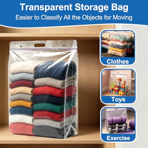 20 Gallon Jumbo Storage Bags, 3 Pack Clear Plastic Storage Bag with Carry Handle, 24" x 32" Heavy Duty Ziplock Storage Bag Resealable Large Zipper Bag for Clothing, Moving, Bedding and Travel, 4 Mil - size: 20 Gallon - 3 Pack