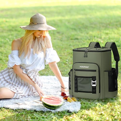 Hulongo Cooler Backpack, 30L Insulated Leakproof Soft Cooler Bag for 52 Cans, Lightweight Backpack for Beach, Picnic, Camping, Hiking, Fishing and Travel - color: Army Green
