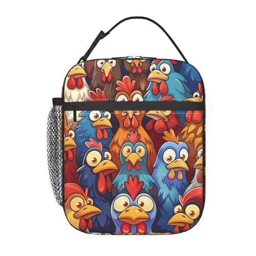 Funny Chicken Cartoon Lunch Bag for Women Men Adults, Insulated Lunch Box for Work, Sports, Travel, Picnic, Hiking, Fishing, Kids, Colorful Farm Rooster Theme Lunchbox Gifts - color: Chicken