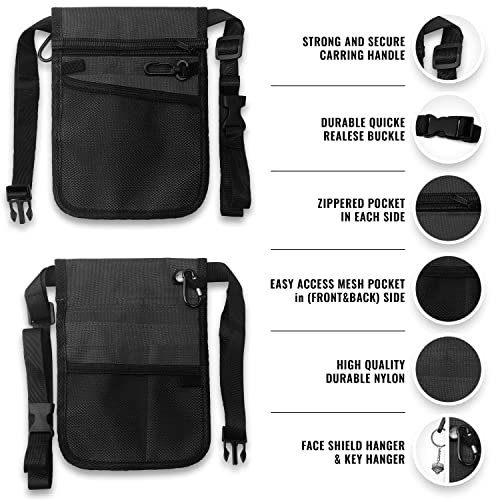 ASA TECHMED Nurse Utility Belt – Complete Medical Belt Utility Kit, Pro Pack Pocket Organizer Pouch Hip Bag for EMT, CNA, NP, PA, Student, Black - color: Black