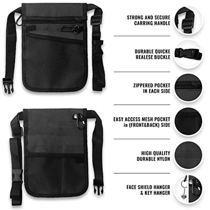 ASA TECHMED Nurse Utility Belt – Complete Medical Belt Utility Kit, Pro Pack Pocket Organizer Pouch Hip Bag for EMT, CNA, NP, PA, Student, Black - color: Black