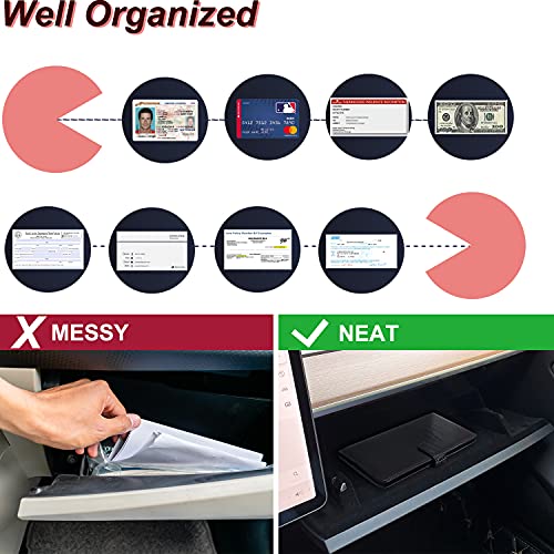 RSAquar Car Registration and Insurance Holder, Leather Car Glove Box Organizer, Cool Car Accessories for ID, Driver's License Cards & Essential Document, Men&Women, Black - color: Black