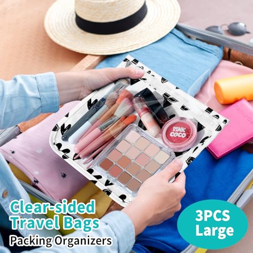 HIONXMGA TSA Approved Toiletry Bag, Set of 3 Clear Travel Toiletry Bag Quart Size Zipper Travel Pouch, Waterproof Makeup Cosmetic Bag for Women Men Kids Toiletries Carry on, Hearts Large - color: Hearts, 3 Large