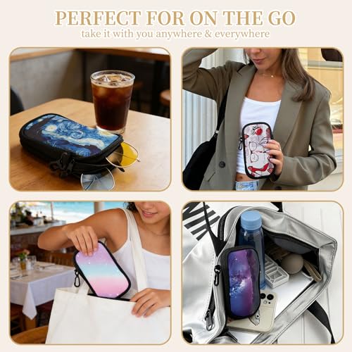 QIUTIMIY Sunglasses Soft Case Zipper Double Eyeglass Case with 2 Compartments 1 Belt Clip - color: Black