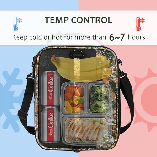 Tirrinia Expandable Insulated Lunch Bag for Men Women – Leakproof Reusable Cooler LunchBox for Kids & Adults, with Shoulder Strap, Perfect for Work, School, Office, Travel,Maple Leaf - color: MapleLeaf