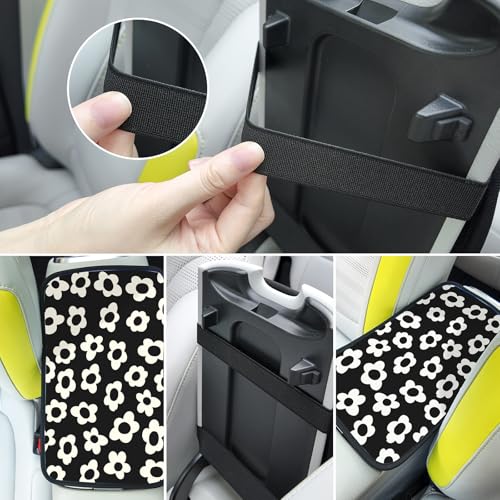 Car Center Console Cover,White Flowers Auto Center Console Pad,Armrest Cover Protector for Vehicle SUV Truck Car - color: White Flowers