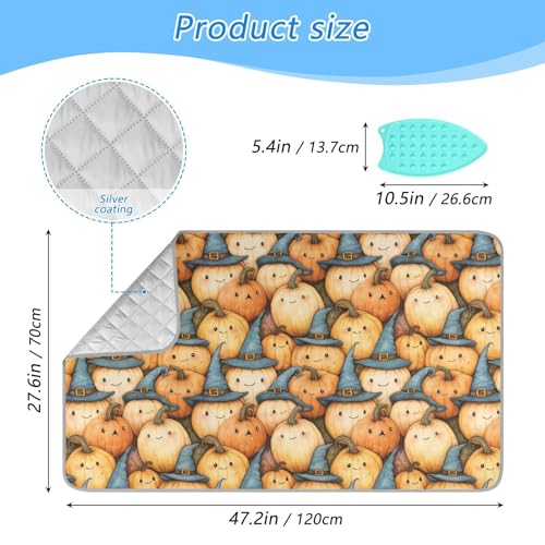 Cute Pumpkin Halloween Ironing Mat for Table top Portable Ironing Pad Blanket for Washer Dryer Countertop Travel - color: Cute Pumpkin Halloween