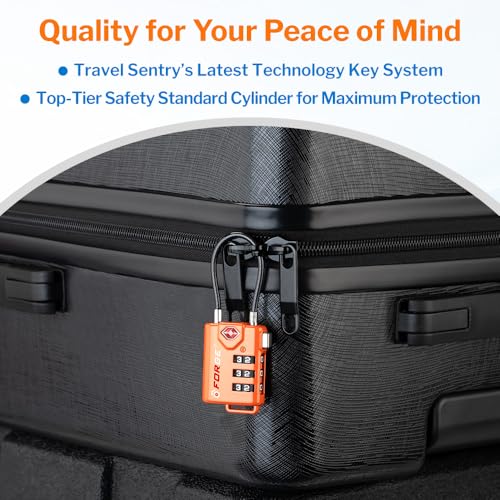 TSA Approved Cable Luggage Locks, Re-settable Combination with Alloy Body, Orange 4 Locks. - color: Orange 4 Pack