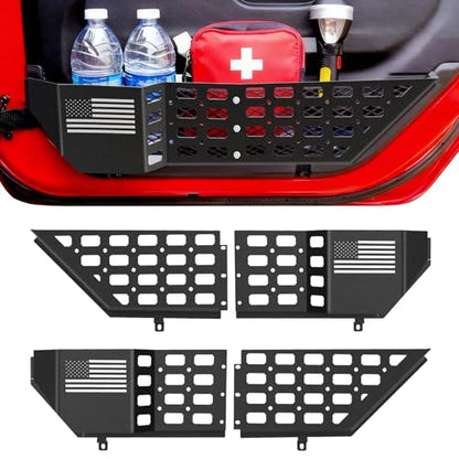 Metal Front Door Pocket Storage Box Compatible with Jeep Wrangler JL JLU 4XE 2018-2025 & Gladiator JT 2020-2025, Car Door Organizer Molle Panel, 2PCS