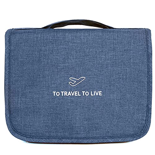L&FY Multifunction Portable Travel Toiletry Bag Cosmetic Makeup Pouch Toiletry Case Wash Organizer - color: Canvas Navy, size: Compact Size