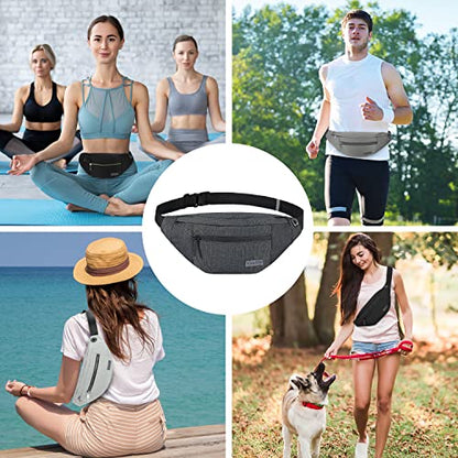 MAXTOP Large Crossbody Fanny Pack with 4-Zipper Pockets,Gifts for Enjoy Sports Festival Workout Traveling Running Casual Hands-Free Wallets Waist Pack Phone Bag Carrying All Phones - color: Dark Grey, style: Large Fanny Pack(4 Zipper Pockets)