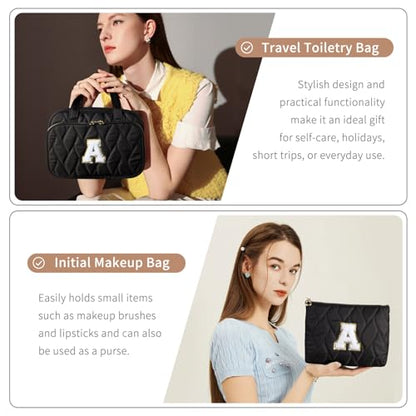 YOOLIFE Gifts for Friends - Friendship Gifts for Women, Travel Toiletry Bag for Women, Hanging Toiletry Bag, Monogrammed Initial Toiletry Pouch Makeup Bag Black - B - color: Black, style: B