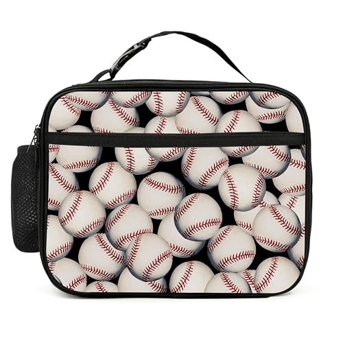 Baseball Lunch Bag Insulated Reusable Lunch Box Cooler Thermal Tote Bag For Teenage Boys Girls School Beach - color: Baseball