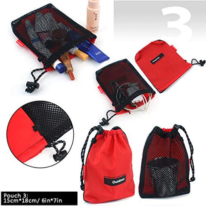 Drawstring Bags/Pouch/Ditty/Mesh-Stuff-Sack for Camping/Travel Cord/Bag - Storage 5-in-1 Travel Use Nylon 5 Pieces