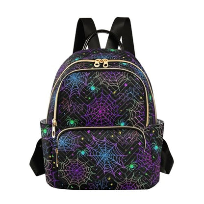 Women Fashion Backpack Purse Casual Lightweight Travel Shoulder Bag Goth Bat Spider Web Rucksack Ladies Bag, Medium - color: Color 03, size: Medium