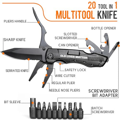 Old Lives Matter Multitool Knife - Funny Retirement Gifts for Men 2024 - Gag Birthday Gift for Dad,Grandpa,Old Man,Coworkers,Friend,Teacher,Best Retirement Gifts,Stocking Stuffers for Men - style: OLD LIVES MATTER