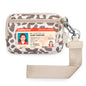 YDF Small Nylon Wristlet Wallet for Women, Minimalist Zip Keychain Coin Purse Card Case with Clear ID Window, Water-Resistant Pouch - color: Beige Leopard