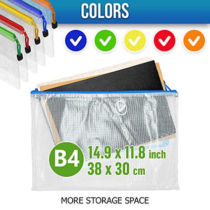 32 Pack Large Mesh Zipper Pouch B4 (12x15in) - Game Bags for Puzzle and Toy Storage Bags - Board Game Storage Zip Plastic Mesh Bags for Toys & Playroom Organization and Storage Zippered Pouches Folder - size: 32 Pack B4