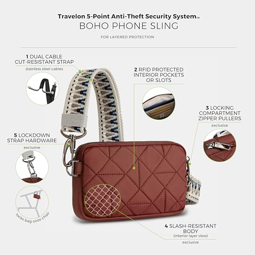 Travelon Anti-Theft Boho Phone Sling | Anti-Theft - color: Paprika