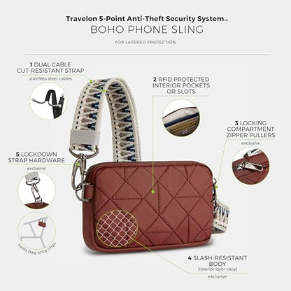 Travelon Anti-Theft Boho Phone Sling | Anti-Theft - color: Paprika
