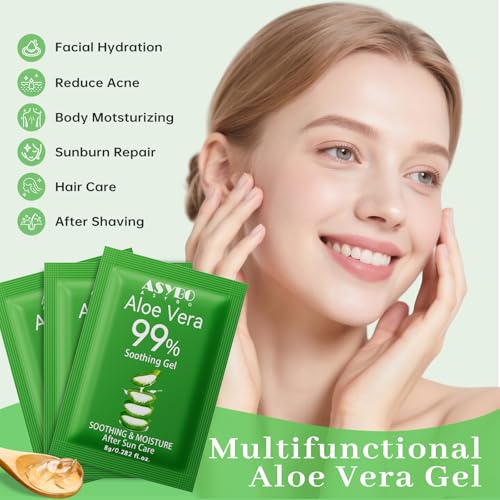 30 Pack Natural Aloe Vera Gel -99% Pure Moisturizing Aloe Vera, Soothing and Hydrating, Sunburn and Scar Repair, Portable Travel Size, After Sun Care for Face Body Hair