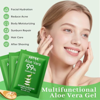 30 Pack Natural Aloe Vera Gel -99% Pure Moisturizing Aloe Vera, Soothing and Hydrating, Sunburn and Scar Repair, Portable Travel Size, After Sun Care for Face Body Hair