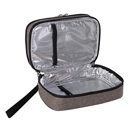 apollo walker Insulin Cooler Travel Case Diabetic Medication Cooler with Ice Packs and Insulation Liner - color: Gray, size: Medium