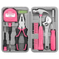 Hi-Spec Pink Tool Set 20-Piece. Ladies’ Starter Basic Hand Tools in a Compact Toolbox Case for Household and Office Repairs and Maintenance. - color: Light Pink