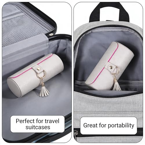 3 Layered Travel Jewelry Case, Three Distinct Layers Women Jewelry Box, Foldable Cylindrical Jewelry Storage Box for Earrings, Necklaces, Rings, Bracelets, Brooches, Watches (Ash Gray) - color: Ash Gray