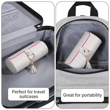 3 Layered Travel Jewelry Case, Three Distinct Layers Women Jewelry Box, Foldable Cylindrical Jewelry Storage Box for Earrings, Necklaces, Rings, Bracelets, Brooches, Watches (Ash Gray) - color: Ash Gray