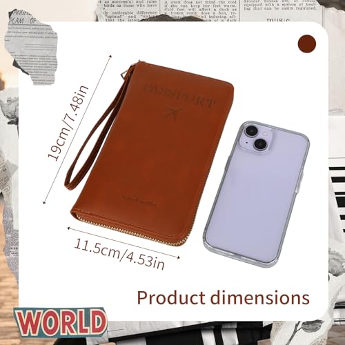 Multifunctional RFID Passport Wallet, Elegant Travel Passport Holder Wallet Boarding Pass Pouch for Business Trip & Vacation