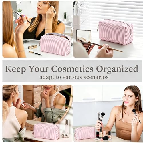 2pcs Makeup Bag Travel Toiletry Bag for Women Lightweight Make Up Bag Purse Organizer Pouches Large Cosmetic Bag Small Makeup Pouch Medicine Bag Travel Essentials for Women Pink - color: pink