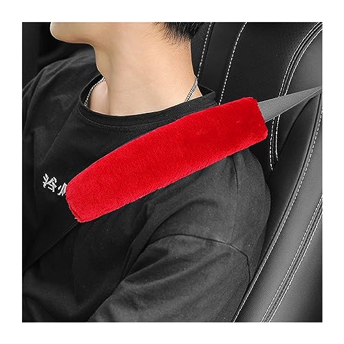 Ziciner 2 Packs Car Seatbelt Covers Shoulder Pad, Universal Soft Faux Sheepskin Shoulder Cover for Comfortable Driving, Fluffy Seat Belt Protector Help to Protect Your Neck and Shoulder (Red) - color: Red