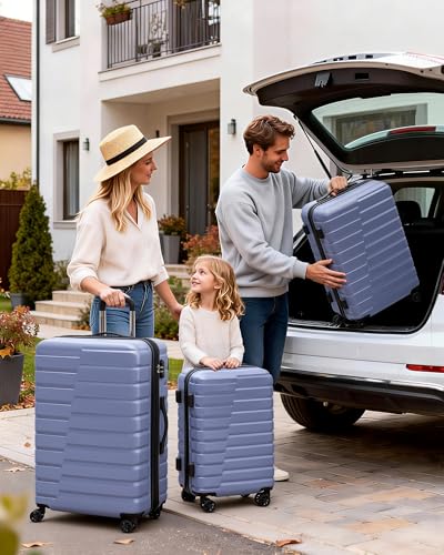 Coolife Luggage Sets, 3 Piece Hard Shell Suitcase Set with Spinner Wheels, Expandable Large Checked Luggage, Lightweight Rolling Carry On with TSA Lock Blue - color: blue, size: 3 Piece Set (20in/24in/28in)