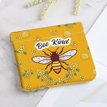 2Pcs PU Leather Small Squeeze Coin Purse Pouch Mini coin Bag Unique And Cute Wallet Cosmetic Bags Change Bag For Women Girls Men （Bees and Flowers - color: Bees and Flowers