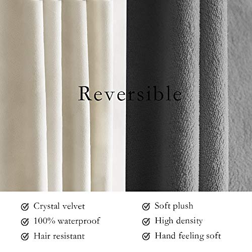 Ameritex Pet Bed Blanket Reversible 100% Waterproof Velvet Super Soft for Sofa and Bed (68x82 Inches, Cream+Grey) - color: Cream+grey, size: 68x82 Inches