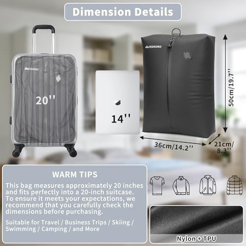 Upgraded Vacuum Bag for Travel, Professional IPX8 Waterproof Reusable Vacuum Compression Bags for Travel Suitcases, Durable Space Saver Bag - color: Black, size: 2 PC -With Pump