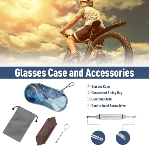 FINTIE Sunglasses Case, Hard EVA Shell Shockproof Sport Glasses Case with Metal Carabiner Travel Zipper Eyeglasses Holder - color: Z-ocean Marble
