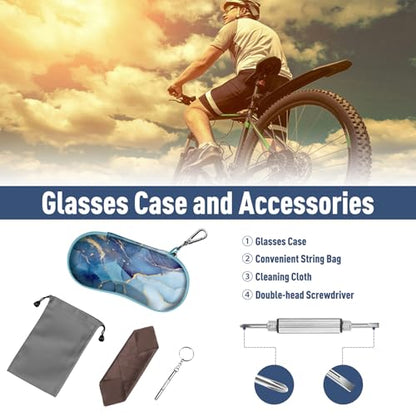 FINTIE Sunglasses Case, Hard EVA Shell Shockproof Sport Glasses Case with Metal Carabiner Travel Zipper Eyeglasses Holder - color: Z-ocean Marble