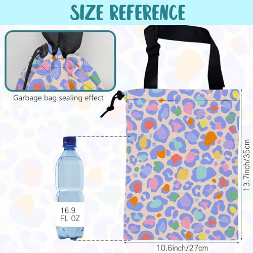 Car Garbage Bag Rainbow Colorful Leopard Drawstring Car Trash Bag Hanging for Back Seat with Adjustable Buckle Canvas Vehicle Trash Can Easy-to-Install - color: Rainbow Colorful Leopard