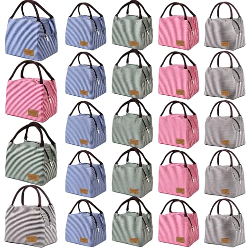 Lunch Bag 24 PCS Insulated Lunch Box Small Cooler Bags Portable Bento Bags Reusable Lunch Tote Bag Lunch Holder Lunch Box Bag for Work Picnic Outdoor (24 PCS) - color: 24PCS
