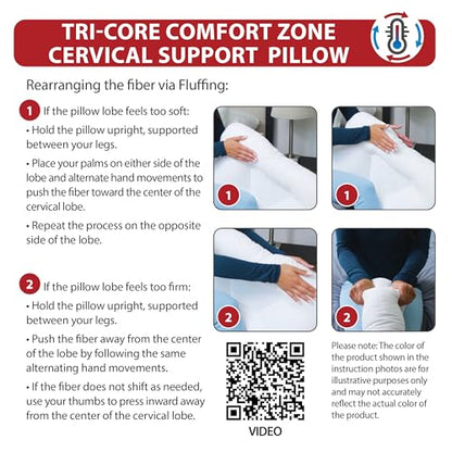 Core Products Tri-Core Comfort Zone Cervical Support Pillow, Temperature Regulating Outlast, Firm - Full Size - size: Full Size