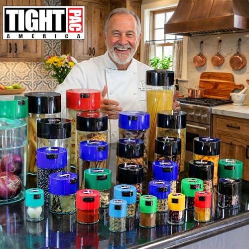 Tightvac 3 to 12 Ounces Airtight Smell Proof Container - Patented Vacuum Seal, Storage for Coffee, Herbs, Tea, Spices, Dry Goods - Odor Resistant Vacuum Jar, Black - color: Black