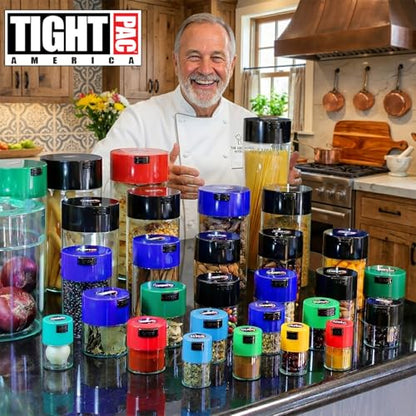 Tightvac 3 to 12 Ounces Airtight Smell Proof Container - Patented Vacuum Seal, Storage for Coffee, Herbs, Tea, Spices, Dry Goods - Odor Resistant Vacuum Jar, Black - color: Black